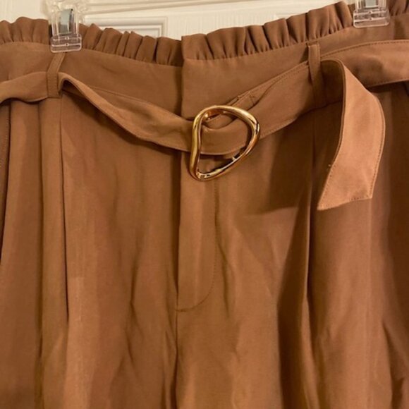 INC NWT Women's $89 Brown Saira High Waist Tapered Leg Belt Pockets Pants Sz 12 - Picture 2 of 11